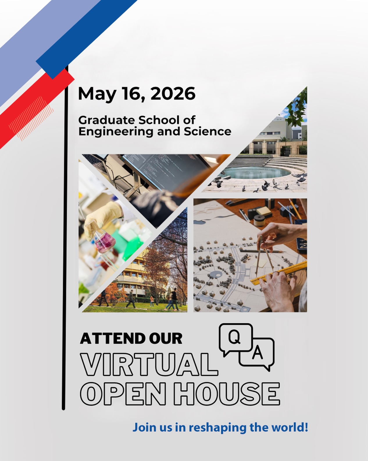 Mühendislik ve Fen Bilimleri Enstitüsü yüksek lisans ve doktora programları çevrimiçi tanıtım etkinliği 16 Mayıs Cumartesi günü gerçekleştirilecek.

http://gradopenhouse.bilkent.edu.tr/

#bilkent #bilkentuniversity #bilkentüniversitesi